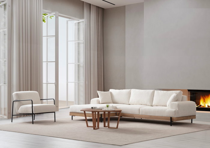 Atelier Del Sofa Eti Oak Left - White